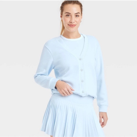 all in motion Sweaters - Plus size All in Motion light blue pipped button up cardigan size XXL